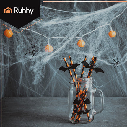 Ruhhy Kunstmatig Spinnenweb + 2 Spinnen - Halloween Decoratie