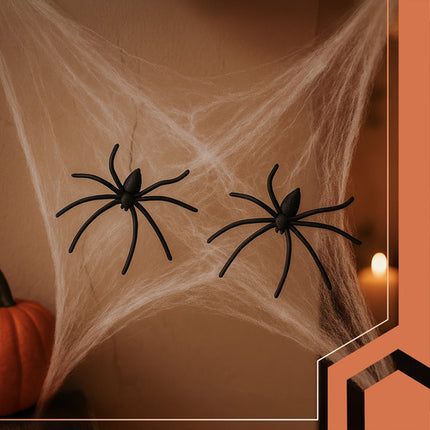 Ruhhy Kunstmatig Spinnenweb + 2 Spinnen - Halloween Decoratie