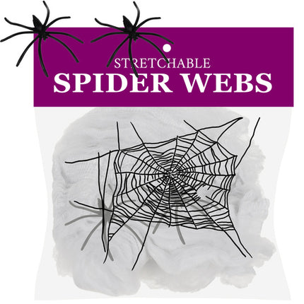 Ruhhy Kunstmatig Spinnenweb + 2 Spinnen - Halloween Decoratie