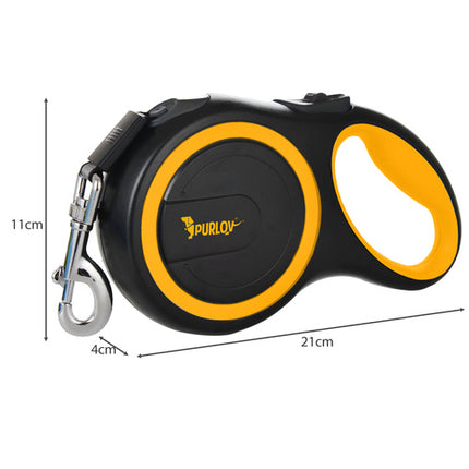 Purlov Automatische Hondenlijn - 5 meter - Tot 15 kg - Zwart/Geel