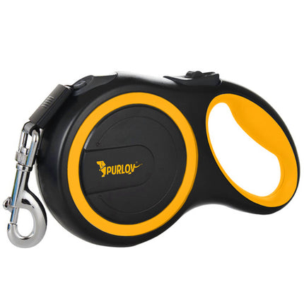 Purlov Automatische Hondenlijn - 5 meter - Tot 15 kg - Zwart/Geel