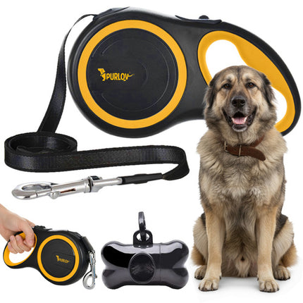 Purlov Automatische Hondenlijn - 8 meter - Tot 50 kg - Zwart/Geel
