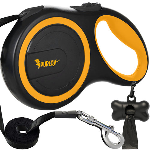 Purlov Automatische Hondenlijn - 8 meter - Tot 50 kg - Zwart/Geel