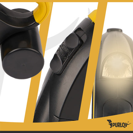Purlov Automatische Hondenriem - 5 Meter - Met LED Zaklamp & Poepzakhouder - Zwart/Geel