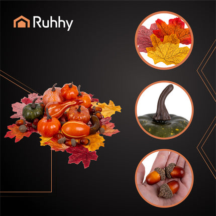 Ruhhy Herfstdecoratie Set - 50 Delig - Pompoenen, Eikels & Bladeren