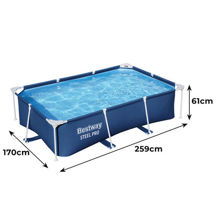 Bestway Steel Pro 56403 Frame Zwembad - 259 x 170 x 61 cm - Rechthoekig - Blauw