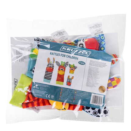 Kruzzel Baby Rammelaars Set - 4-Delig - Sensomotorisch Speelgoed