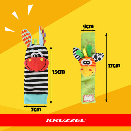 Kruzzel Baby Rammelaars Set - 4-Delig - Sensomotorisch Speelgoed