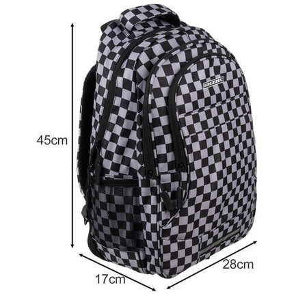 Kruzzel Rugzak - 22L - Checkerboard - Inclusief Schoenentas - Zwart