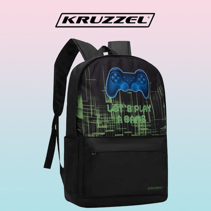 Kruzzel Gamer Rugzak - 22L - Inclusief Gymtas - Zwart