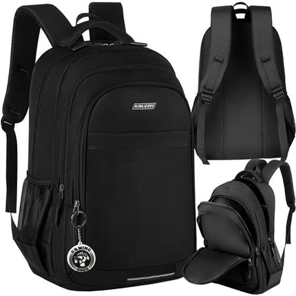 Kruzzel Rugzak - 30L - Checkerboard - Inclusief Schoenentas - Zwart