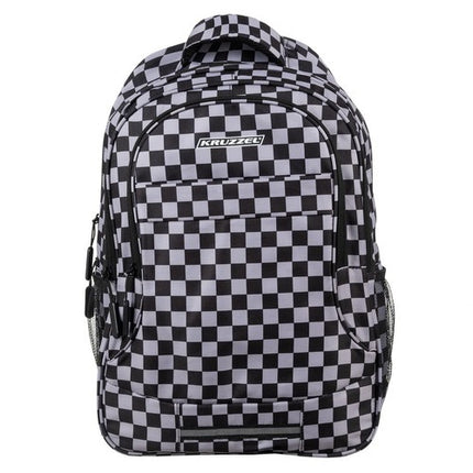 Kruzzel Rugzak - 30L - Checkerboard - Inclusief Schoenentas - Zwart