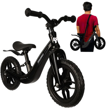 Kruzzel Loopfiets - 12 Inch - Zwart - Lichtgewicht Magnesium