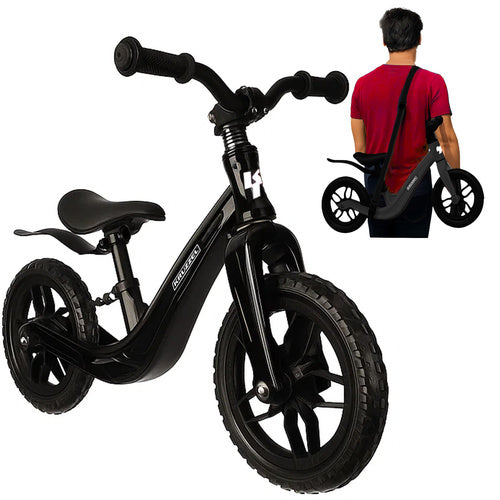 Kruzzel Loopfiets - 12 Inch - Zwart - Lichtgewicht Magnesium