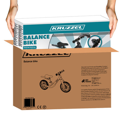 Kruzzel Loopfiets - 12 Inch - Zwart - Lichtgewicht Magnesium