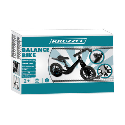 Kruzzel Loopfiets - 12 Inch - Zwart - Lichtgewicht Magnesium