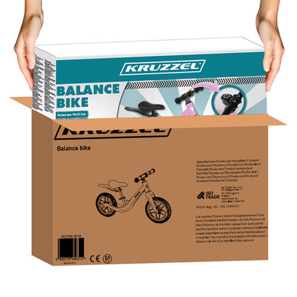 Kruzzel Loopfiets - 12 Inch - Roze - Lichtgewicht Magnesium