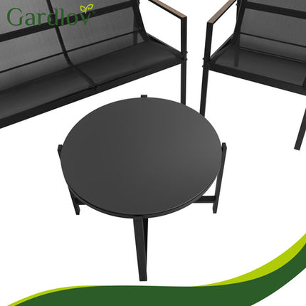 Gardlov Balkonset - 4-delig - Tafel, 2 Stoelen en Bank - Zwart