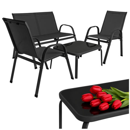 Gardlov Balkonset - 4-Delig - Tuinmeubelen - Zwart