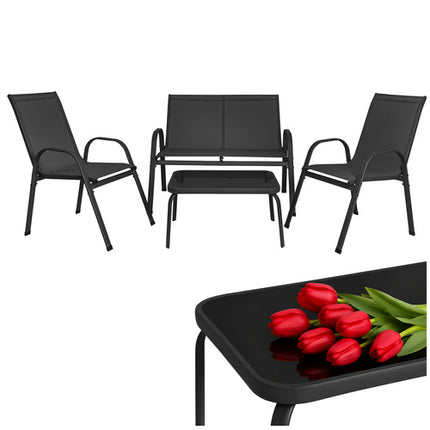 Gardlov Balkonset - 4-Delig - Tuinmeubelen - Zwart