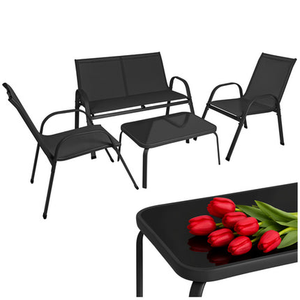 Gardlov Balkonset - 4-Delig - Tuinmeubelen - Zwart