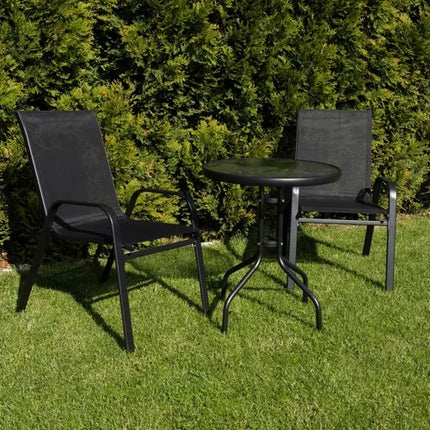 Gardlov Balkonset - 3-delig - Tafel met Glazen Blad en 2 Stoelen