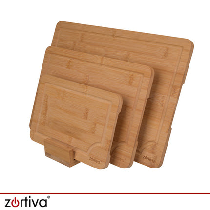 Zortiva Bamboe Snijplankenset - 3 Stuks - Met Standaard