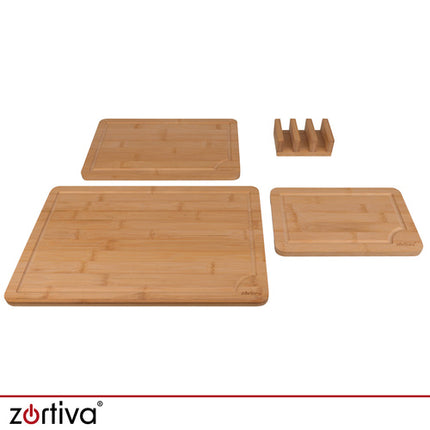 Zortiva Bamboe Snijplankenset - 3 Stuks - Met Standaard