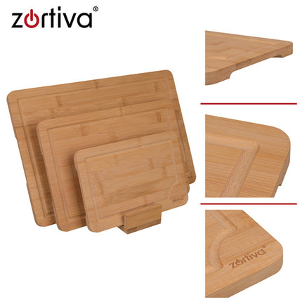 Zortiva Bamboe Snijplankenset - 3 Stuks - Met Standaard