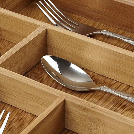 Ruhhy Uitschuifbare Bamboe Bestekbak – 6 tot 8 Vakken – 50 x 45,5 cm