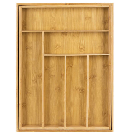 Ruhhy Uitschuifbare Bamboe Bestekbak – 6 tot 8 Vakken – 50 x 45,5 cm