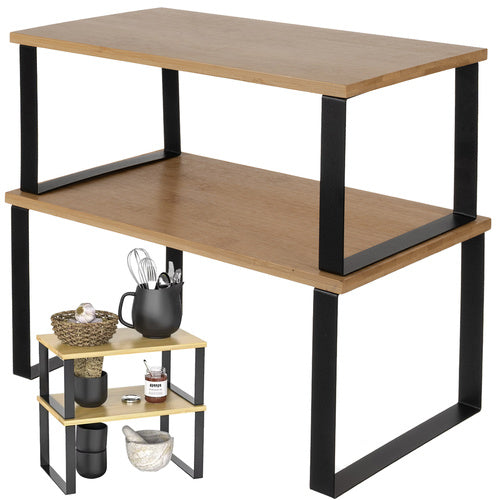 Ruhhy 25661 Bamboe Keukenrekjes - Kruidenrek en Organizer - 2 Stuks - Hout/Zwart