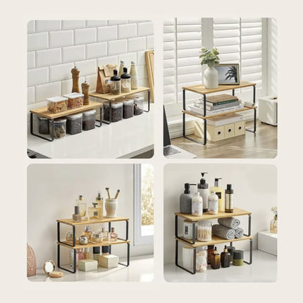 Ruhhy 25661 Bamboe Keukenrekjes - Kruidenrek en Organizer - 2 Stuks - Hout/Zwart