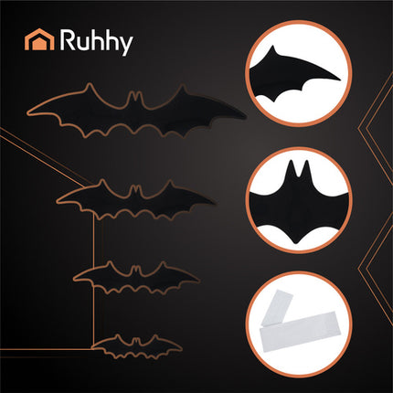 Ruhhy 3D Vleermuis Muurstickers - 56 Delig - Halloween Decoratie