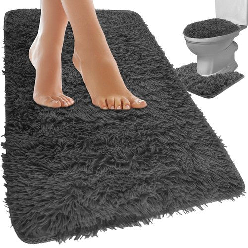 Ruhhy Badkamermat Set - 3-delig - Antislip - Grijs - 50 mm dik
