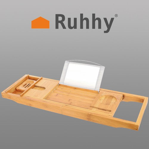 Ruhhy Luxe Bamboe Badplank - Uitschuifbaar - Met Tabletsteun - Home Spa