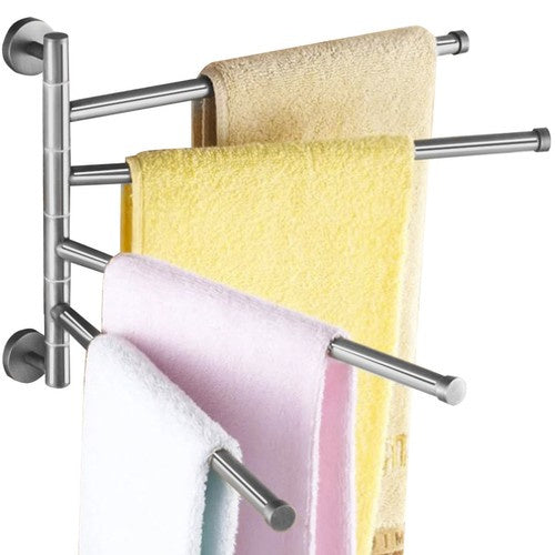Ruhhy Handdoekrek - 4 Armen - Draaibaar - Zilver - Loft Stijl