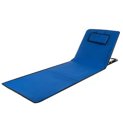 Trizand Strandmat met Rugleuning - 150 x 50 cm - Inclusief Kussen - Blauw