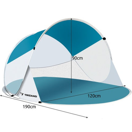 Trizand 20974 Pop-Up Strandtent – 2-Persoons – Met Klamboe – 190x120x90 cm – Turkoois/Wit
