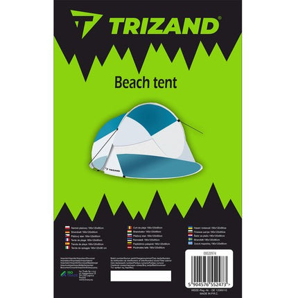Trizand 20974 Pop-Up Strandtent – 2-Persoons – Met Klamboe – 190x120x90 cm – Turkoois/Wit