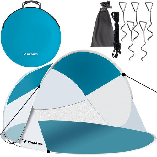 Trizand 20974 Pop-Up Strandtent – 2-Persoons – Met Klamboe – 190x120x90 cm – Turkoois/Wit