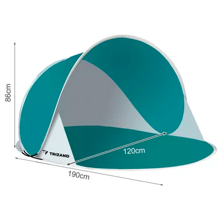 Trizand 23856 Pop-Up Strandtent – 190 x 120 x 86 cm – UV30+ Bescherming – Blauw/Grijs