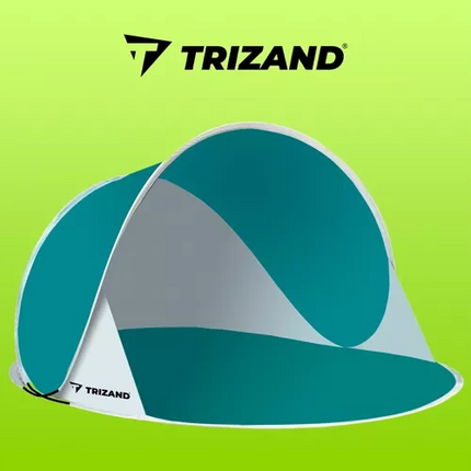 Trizand 23856 Pop-Up Strandtent – 190 x 120 x 86 cm – UV30+ Bescherming – Blauw/Grijs
