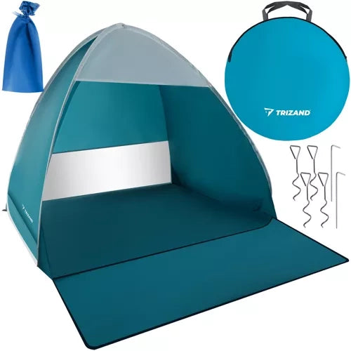 Trizand 23479 Pop-Up Strandtent – 2-Persoons – 150 x 120 x 110 cm – Blauw/Wit