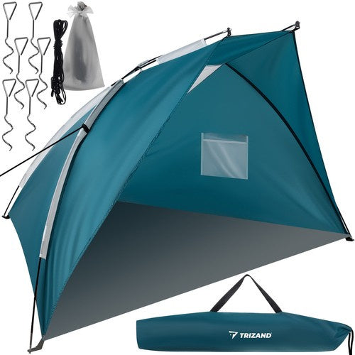 Trizand 20975 Strandtent – 220 x 120 x 120 cm – Inclusief Draagtas – Blauw/Grijs