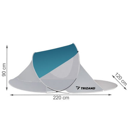 Iso Trade Pop-Up Strandtent – 220 x 120 x 90 cm – Turkoois/Grijs