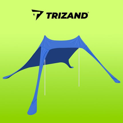 Trizand 20982 Strandtent en Zonnezeil – 450 x 450 x 160 cm – UV50+ – Blauw