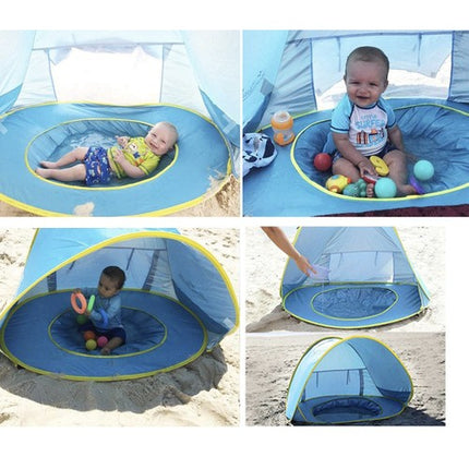 Iso Trade 21204 Pop-Up Strandtent met Zwembadje – 65 x 115 x 80 cm – Blauw/Geel