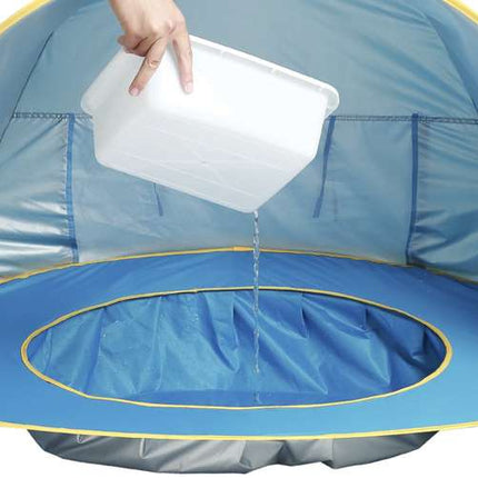 Iso Trade 21204 Pop-Up Strandtent met Zwembadje – 65 x 115 x 80 cm – Blauw/Geel