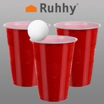 Ruhhy Beer Pong Set - 50 Rode Party Cups - Inclusief 3 Pingpongballen